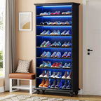 9-Tier 30 Pairs Shoe Storage Cabinet with LED Lights