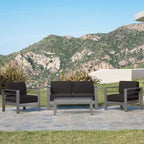 GDFStudio Wendy aluminium loungeset voor buiten, 4 zitplaatsen, met kussens, grijs