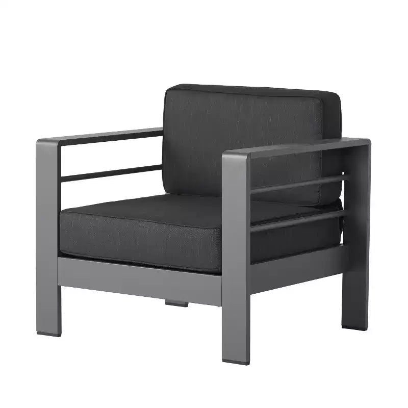 GDFStudio Wendy aluminium loungeset voor buiten, 4 zitplaatsen, met kussens, grijs