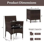 Costway 3 PCS Outdoor Conversation Set with Cushioned Seat & Tempered Glass Tabletop Beige/Black/Gray/Red/Navy