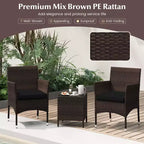 Costway 3 PCS Outdoor Conversation Set with Cushioned Seat & Tempered Glass Tabletop Beige/Black/Gray/Red/Navy