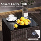 Costway 3 PCS Outdoor Conversation Set with Cushioned Seat & Tempered Glass Tabletop Beige/Black/Gray/Red/Navy