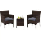 Costway 3 PCS Outdoor Conversation Set with Cushioned Seat & Tempered Glass Tabletop Beige/Black/Gray/Red/Navy