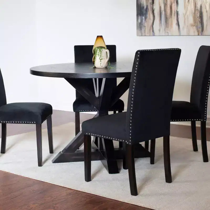 Roundhill Furniture Enbridge 5-delige eetset, eettafel met kruisframe en 4 stijlvolle stoelen