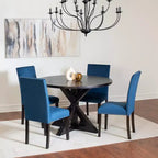 Roundhill Furniture Enbridge 5-delige eetset, eettafel met kruisframe en 4 stijlvolle stoelen