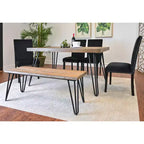 Ashzo 6-Piece Dining Set, Hairpin Dining Table with 4 Chairs and Bench, 3 Color Options