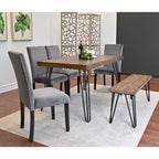 Ashzo 6-Piece Dining Set, Hairpin Dining Table with 4 Chairs and Bench, 3 Color Options