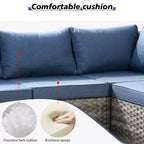 Marlton 13pc Wicker Outdoor Patio Furniture Set Conversation Sofa Set with a Rectangle Fire Pit and Cushions