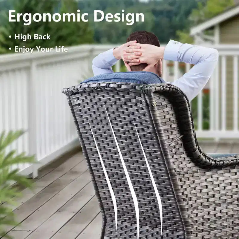 Ovios Orlando 6-delige grijze wicker loungeset voor buiten met rechthoekige vuurtafel en kussens
