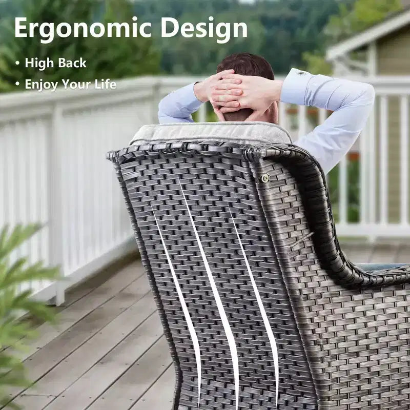 Ovios Orlando 6-delige grijze wicker loungeset voor buiten met rechthoekige vuurtafel en kussens