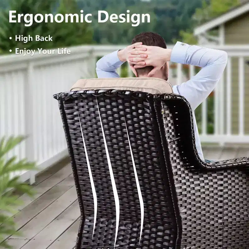 Ovios Orlando 6-delige grijze wicker loungeset voor buiten met rechthoekige vuurtafel en kussens