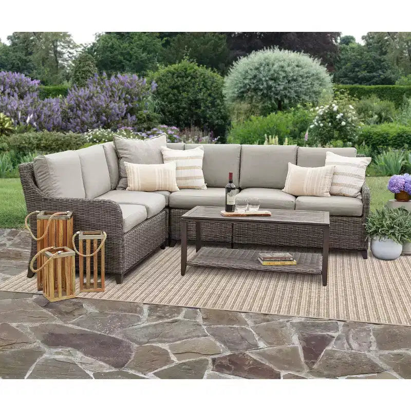 Leisure Made Mitchell 5pc Wicker Sectional in Fabric