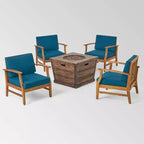 Mark 5pc Acacia Wood Club Chairs & Fire Pit - Christopher Knight Home